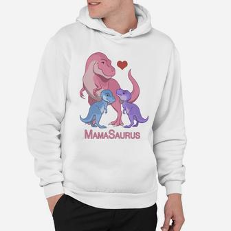 Mamasaurus Trex Mommy Two Baby Dinosaurs Hoodie - Seseable