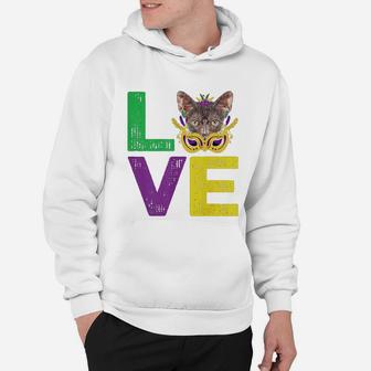 Mardi Gras Fat Tuesday Costume Love Lykoi Funny Gift For Cat Lovers Hoodie - Seseable