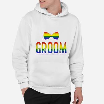 Mens Bachelor Party Shirt Gay Pride Rainbow Bow Tie Groom Hoodie - Seseable