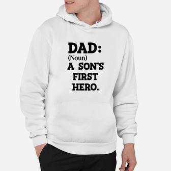 Mens Dad A Sons First Hero Mens Fathers Day Definition Gift Premium Hoodie - Seseable