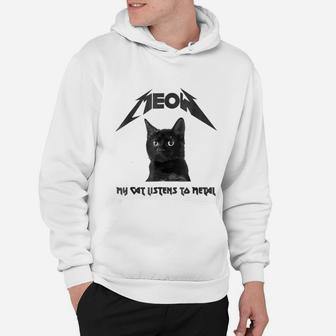 Meow My Cat Listens To Metal Hoodie - Seseable