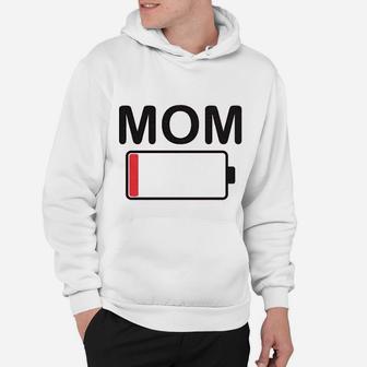 Mom Battery Low Funny Sarcastic Graphic Tired Parenting Mother Hoodie - Seseable