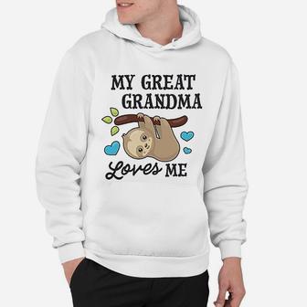 My Great Grandma Loves Me With Sloth And Hearts Hoodie - Seseable