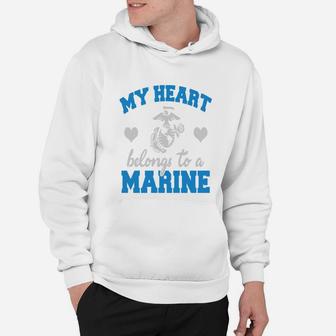 My Heart Belongs To A Marine Marine Hoodie - Seseable