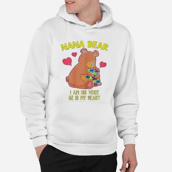 Nana Bear I Am His Voice Grandma Autism Awareness Hoodie - Seseable