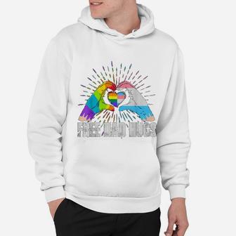 Official Free Dad Hugs Rainbow Lgbt Trans Gay Pride Fathers Day Hoodie - Seseable