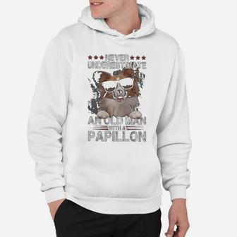 Papillon Never Underestimate An Old Man Classic Hoodie | Seseable UK