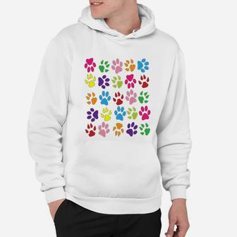 Paw Prints Dogs Cats Animals Colorful Hoodie - Seseable