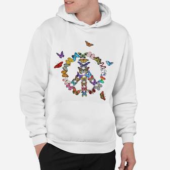 Peace Sign Butterfly Peace Symbol Graphic Hoodie - Seseable