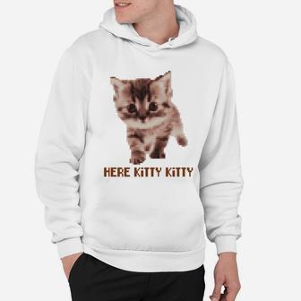 Pixel Art Here Kitty Kitty Cat Lovers Hoodie - Seseable