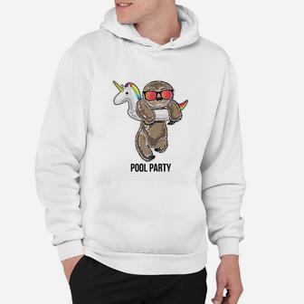 Pool Party Sloth Unicorn Float Funny Sloth Gifts Kids Hoodie - Seseable