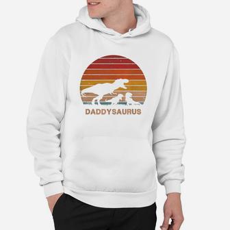 Premium Mens Dad Dinosaur Daddysaurus 2 Two Kids Christmas Birthday Gift Shirt Hoodie - Seseable