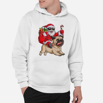 Pug Christmas Shirt Santa Claus Riding Pugmas Dog Xmas Boys Hoodie - Seseable