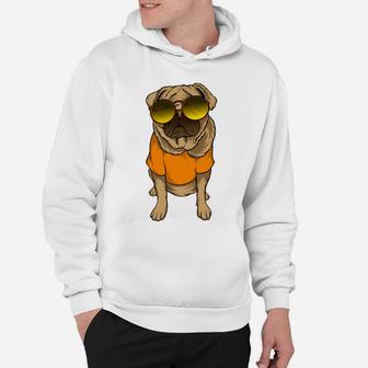 Pug Dog Wearing Sunglasses Cartoon Pet And Pet Lovers Hoodie - Seseable