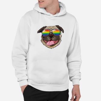 Pug Gay Pride Flag Sunglasses Lgbt Dog Puppy Lovers Hoodie - Seseable