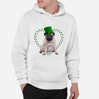 Pug Heart Paw Leprechaun Hat Irish St Patricks Day Gift For Dog Lovers Hoodie - Seseable