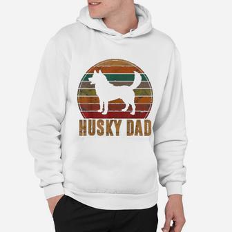 Retro Husky Dad Gift Dog Owner Pet Siberian Huskies Father Hoodie - Seseable