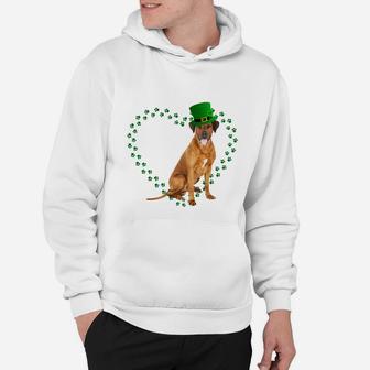 Rhodesian Ridgeback Heart Paw Leprechaun Hat Irish St Patricks Day Gift For Dog Lovers Hoodie - Seseable