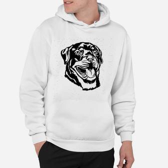 Rottweiler Dog Face Graphic Hoodie - Seseable