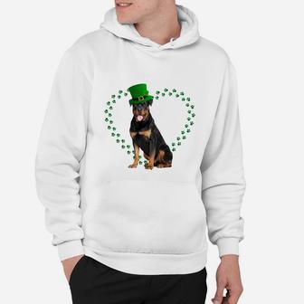 Rottweiler Heart Paw Leprechaun Hat Irish St Patricks Day Gift For Dog Lovers Hoodie - Seseable