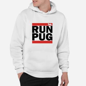Run Pug Herren-Laufshirt, Sport-Design in Weiß Hoodie - Seseable