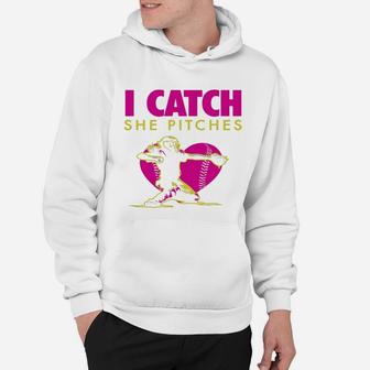 Softball Dad amp;amp; Mom Shirt - I Catch, She Pitches Black Youth B01n0p5vlh 1 Hoodie - Seseable