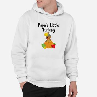 Thanksgiving Papas Little Turkey Cute Fall Hoodie - Seseable