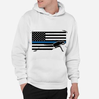 Thin Blue Line Usa Flag With Outline Of Crawling American Flag Leo Perfect Hoodie - Seseable