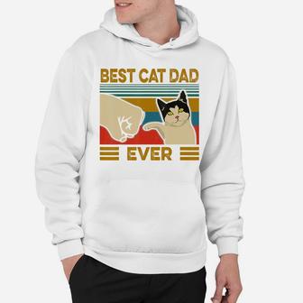 Vintage Best Cat Dad Ever Bump Fit Hoodie - Seseable