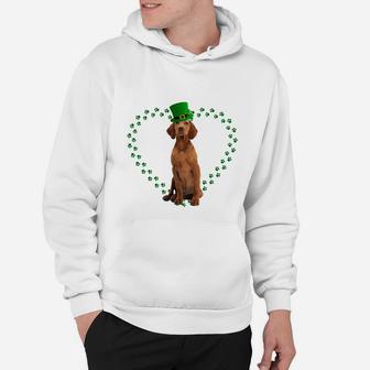 Vizsla Heart Paw Leprechaun Hat Irish St Patricks Day Gift For Dog Lovers Hoodie - Seseable