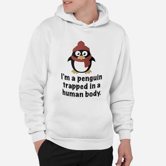 Wampumtuk I Am A Penguin Trapped In A Human Body Red Hoodie | Seseable UK