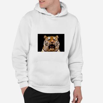 Wildtier-Pracht Hoodie mit Tiger-Gesicht, Weiß - Seseable