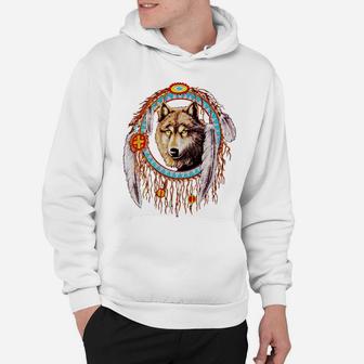 Wolf Dream Catcher Indian Native Hoodie - Seseable