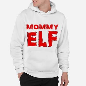 Womens Mommy Elf Christmas Funny Matching Family Costume Hoodie - Seseable