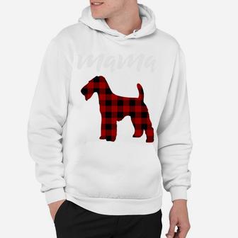 Womens Red Plaid Mama Wire Haired Fox Terrier Hoodie - Seseable