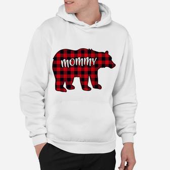 Womens Red Plaid Mommy Bear Matching Buffalo Family Christmas Gift Hoodie - Seseable