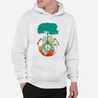World Peace Tree Love People Earth Day 60s 70s Hippie Retro Hoodie - Seseable