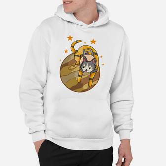 Yellow Cartoon Cat Astronaut Flying In Space Pet Gift Hoodie - Seseable