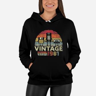 1981 Vintage Birthday Gift Funny Music Tech Humor Women Hoodie - Seseable