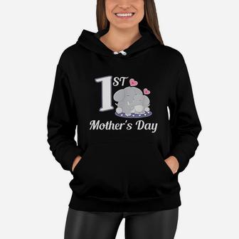 1st Mothers Day Elephant First Mothers Day Women Hoodie - Seseable