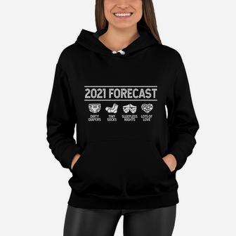 2021 Forecast New Mom Dad Expecting Baby Announcement Women Hoodie - Seseable