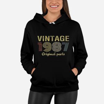 34th Birthday Retro Birthday Vintage 1987 Original Parts Women Hoodie - Seseable