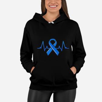 Als Heartbeat Family Blue Ribbon Awareness Warrior Gift Women Hoodie - Seseable