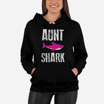 Aunt Shark Future Nephew Niece Funny Family Relatives Gift Women Hoodie - Seseable