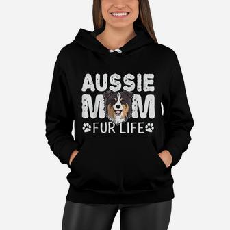 Aussie Mom Fur Life Funny Dog Australian Shepherd Women Hoodie - Seseable
