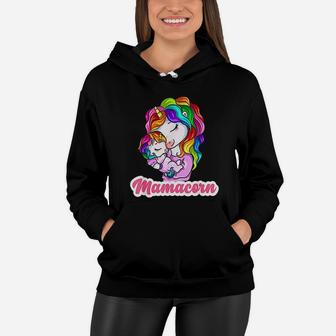 Baby Shower Gift Mamacorn Unicorn Mom With Unicorn Baby Women Hoodie - Seseable