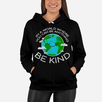 Be Kind Mother Earth Day Distressed Women Hoodie - Seseable