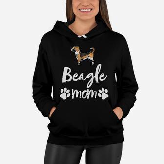 Beagle Mom With Paws Prints Women Hoodie - Seseable