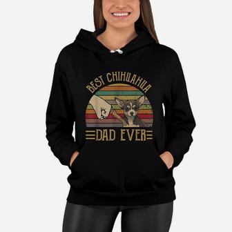 Best Chihuahua Dad Ever Retro Vintage Sunset Women Hoodie - Seseable