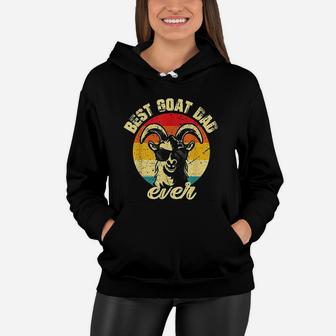 Best Goat Dad Ever Face Retro Vintage Sunset Women Hoodie - Seseable